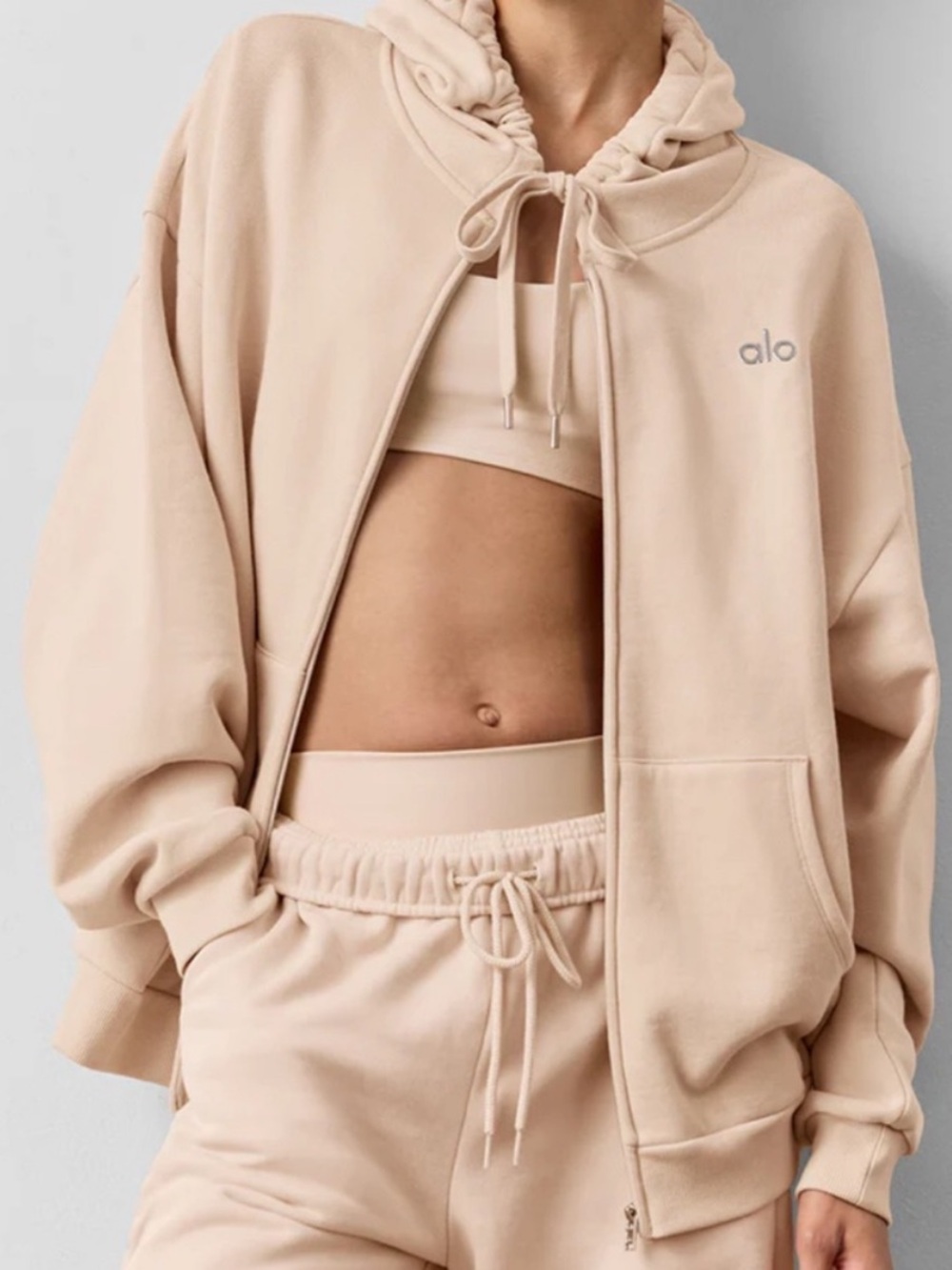 EUC Alo Yoga Accolade Full Zip Hoodie - Sold Out Macademia Color
